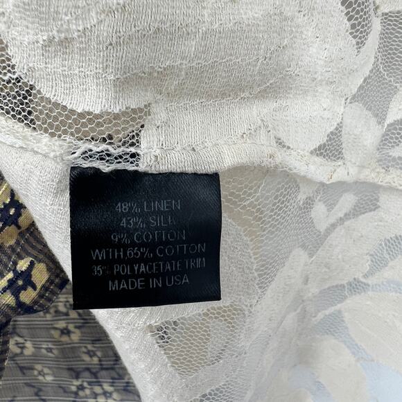 SUNO Lace & Floral Mixed Media Button-Up Blouse Size Small - Picture 4 of 6